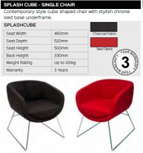 Splash Cube Single Chair Range And Specifications